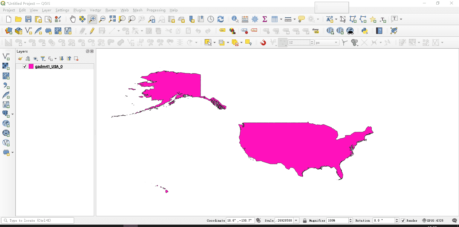 Ebene mit zufälliger Farbe in QGIS angezeigt