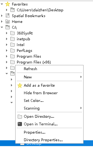 Verzeichnis zu Favoriten im Browser-Panel hinzufügen